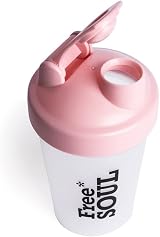 Free Soul Protein Shaker Bottle 400ml Pink with Mixball BPA Free view 8