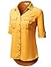 H2H Womens Casual Chiffon Blouse Short Rolled Up Sleeve Top Shirts With Chest Two Pocket
