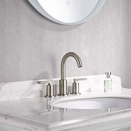 ROFFENNY Widespread Bathroom Faucets Brushed Nickel Modern 3-Holes 8 inch Two-Handle Bathroom Sink Faucet, with Pop-up…