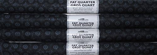 4 FAT QUARTERS Dark Blue FLOWER FABRIC 100% COTTON ~ SEWING, QUILTING, ART