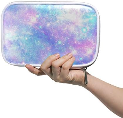 Pink Blue Magical Galaxy Large Pencil Case Multifunction Leather Makeup Brushes Bag Storage Zip Pouch