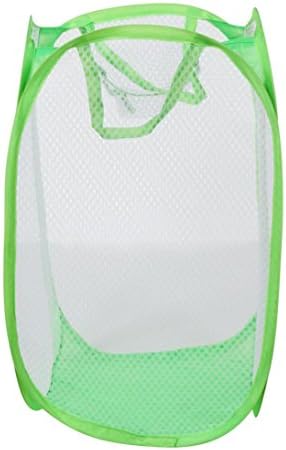 zeipy Foldable Hamper Mesh Storage Pueple Basket Pop Up Washing Laundry Bag (1, Green)