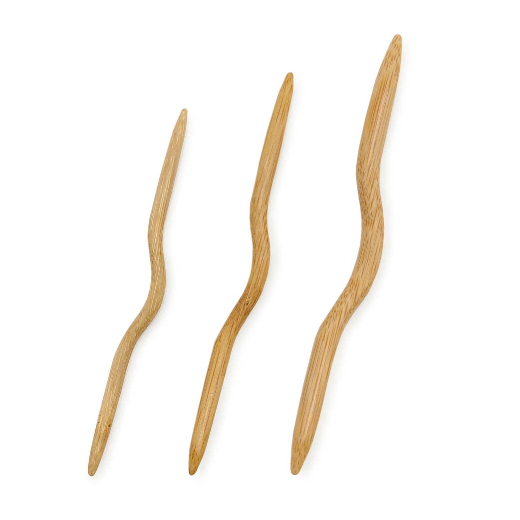 Seeknit - Seeknit Koshitsu (4.00mm, 5.00mm and 7.00mm) Bamboo Cable Stitch Holder Knitting Needles - 1 Set, Brown