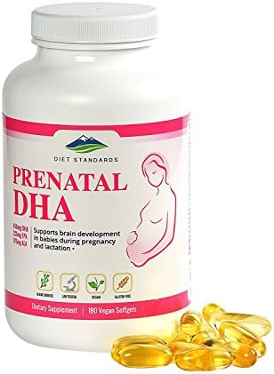Diet Standards Prenatal DHA - Algae-Based = 100% Vegan Pills - Best Omega 3 EPA &amp; DHA Supplement to pair with Prenatal Vitamins for a Healthy Pregnancy - No Mercury or Dead Fish: 3rd Party Lab Tested!