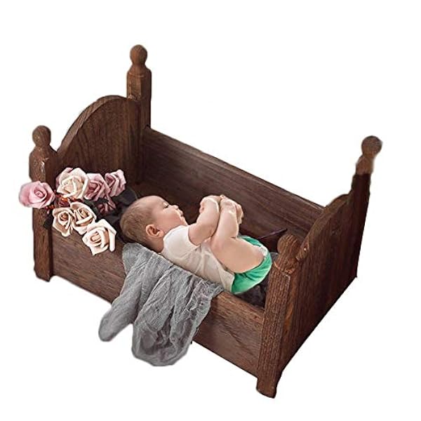 Mysticall Accessoires De Photographie De Bebe Nouveau Ne Lit De Poupee En Bois Mignon Bebe Nouveau