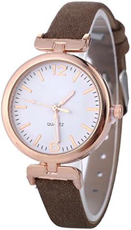 Fashion Wrist Watch Business Bracelet Watches with Genuine Leather Band Analogue Quartz Wristwatch (Brown)