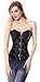 Charmian Women's Gothic Punk Satin Boned Zipper Overbust Corset Top with Buckles