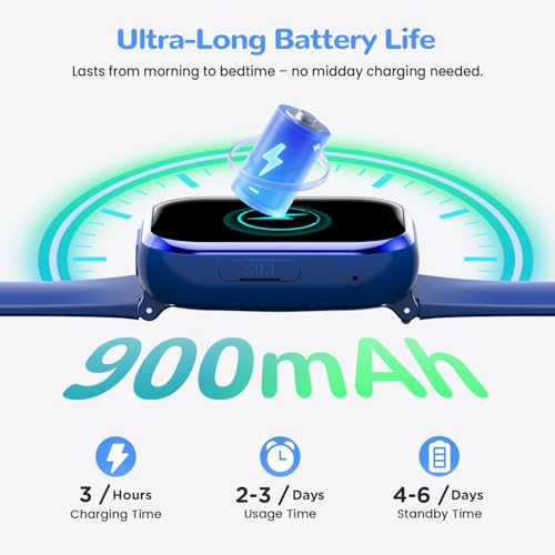 4G Children's Smart Watch with GPS, Video Call, Voice Chat, Dual Camera, SOS, School Mode, Pedometer, Alarm Clock, Camera, IP68, Smartwatch for Boys Girls, Blue