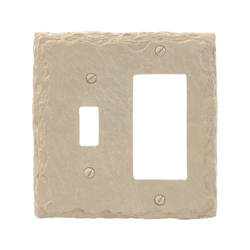Amerelle 8345TRA Faux Slate Toggle Rocker Wallplate, Almond