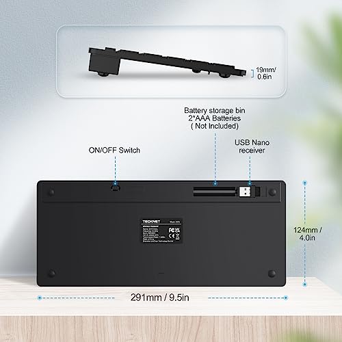 TECKNET Wireless PC Keyboard, Wireless Keyboard for PC Laptop Windows and Android, Very Long Battery Life, Italian QWERTY Layout, Silent and Ultra Slim