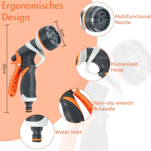 Garden Spray Gun, Garden Sprayer, 8 Models Spray Gun with Adjustable Water Flow Multifunctional for Washing Car and Pets Garden