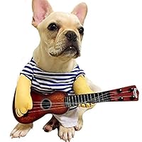 LUCKSTAR Pet Guitar Costume - Dog Costume Funny Cat Clothes Dogs Cats Super Funny Crazy Guitarist Style Pet Clothes Best Gift for Halloween Christmas Birthday Cosplay Party Weekend Parties (XL)