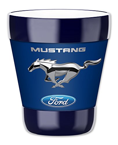 Mugzie 12-Ounce "Low Ball" Tumbler Drink Cup with Removable Insulated Wetsuit Cover - Ford Mustang - Chrome Pony (blue)