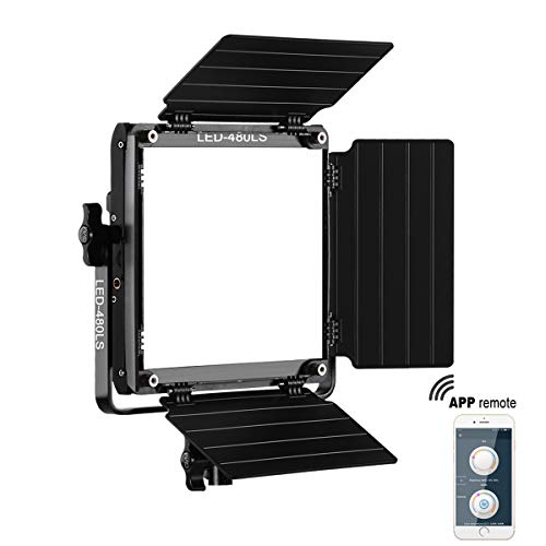 GVM Led Bi-Color Video Lights with APP Function, Variable CCT 2300K-6800K and 10%-100% Brightness with Digital Display for Video Studio Shooting, CRI97+ TLCI97 Led Light Panel +Barndoor