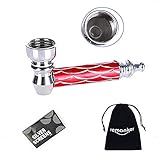 Mini Alloy Tobacco Pipe Scale Design Herb Smoking Tool with 5 Stainless Steel Screen Filter (Red)