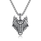 Everydaying Viking Wolf Head Necklace, Sons of Fenrir Pendant, Norse Forest Wolf Necklace, Pagan Nordic Amulet Necklace, Original Animal Jewelry, Handmade Viking Jewelry Gift for Men Unisex