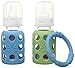 Lifefactory BPA-Free Glass Baby Bottle Gift Set with Two 4-Ounce Glass Bottles and Silicone Teether, Sky & Spring