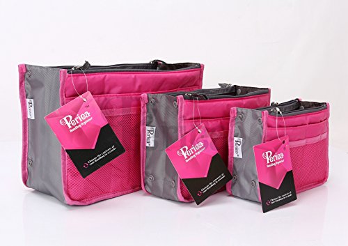 Periea Handbag Organizer, 12 Compartments - Chelsy (Bright Pink, Large)