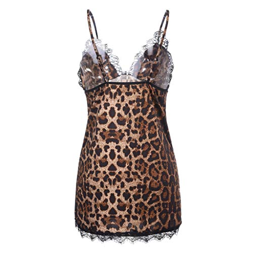 Tomppy Women Sleepwear Sets Sexy Lace Leopard Print Loungewear Bathrobe + Nightdress Yellow - Thumbnail 6