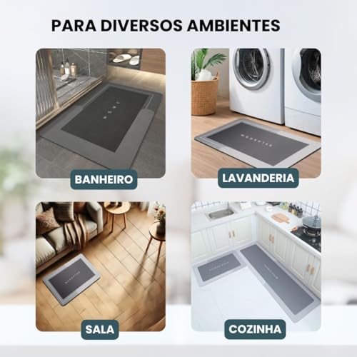 Kit 2 Tapetes Antiderrapantes Banheiro 60x40 cm Microfibra Absorvente
