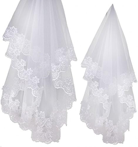 1.5m Wedding Veil Short Bridal Veil Lace Appliques Wedding Veil White Onesize