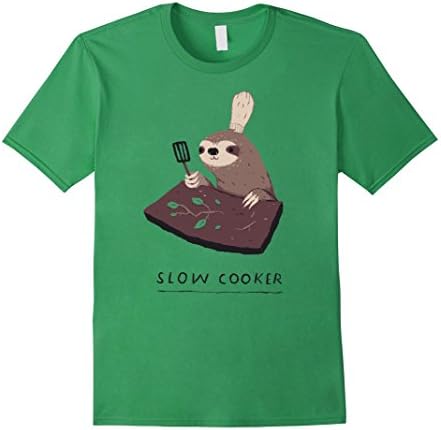 Mens slow cooker sloth T-shirt / sloth shirt / food shirt cooking Medium Grass