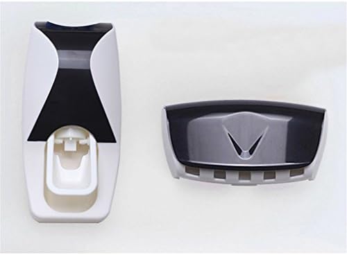 1 Set 5 Colors Automatic Toothpaste Dispenser Set 5 Toothbrush Holder Wall Mount Bathroom Supplies Toiletries black