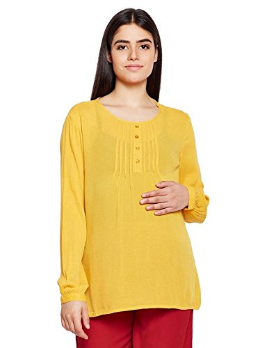 Women's Viscose Full Sleeves Maternity Top (Yellow)