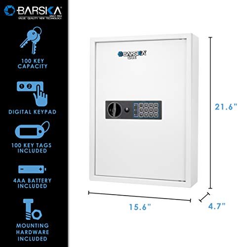 BARSKA AX13262 Digital Keypad 100 Keys Wall Safe, White, One