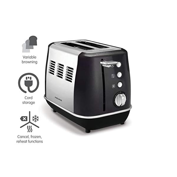 Morphy-Richards-Evoke-2-Slice-Toaster-224405-Black-Two-Slice-Toaster-Stainless-Steel-Black-Toaster Morphy Richards 224405 Evoke 2 Slice Toaster with 7 Variable Browning Settings, Removable Crumb Tray, Reheat, Frozen and…