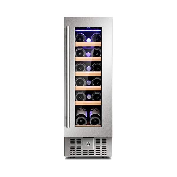 Joy-Pebble-Wine-Cooler-18-Bottle-Built-in-Wine-Cellar-with-Stainless-Steel-Double-Layer-Tempered-Glass-Door-and-Temperature-Memory-Function