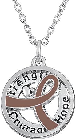 Skyrim Strength,Courage,Hope Ribbon Anti Breast Cancer Pendant Necklace for Women Gift