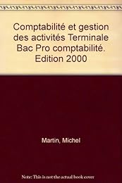 Comptabilité et gestion des activités, terminale professionnelle
