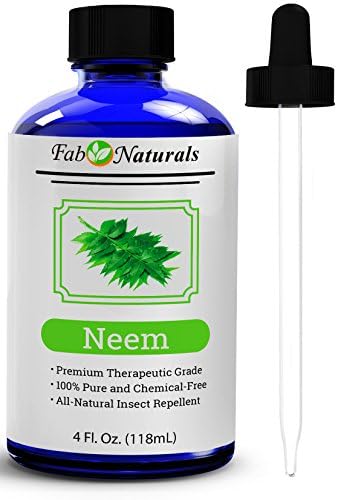 Fab Naturals Neem Oil 4 Oz, Premium Cold-Pressed, Many Benefits for Hair growth, Skin, Dogs, Therapeutic Grade Essential Oils