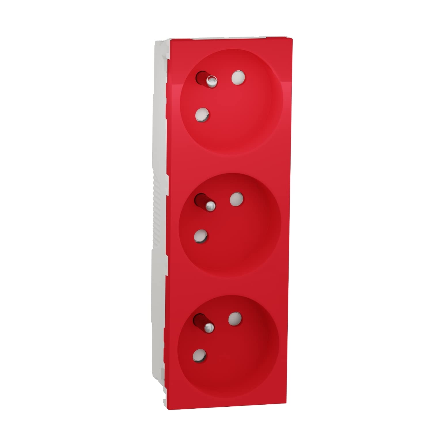 Unica – Triple Socket 2P+T – FR – Special Channel – Red – Mechanism Only