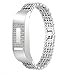 iTerk For Fitbit Flex Bands,Stainless Steel Metal Replacement Wristband With Frame Bling Rhinestone Adjustable Bracelet Durable Silver