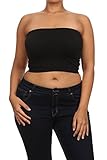 Bubble B Women's Plus Size Seamless Solid Bandeau Tube Top One Size Black