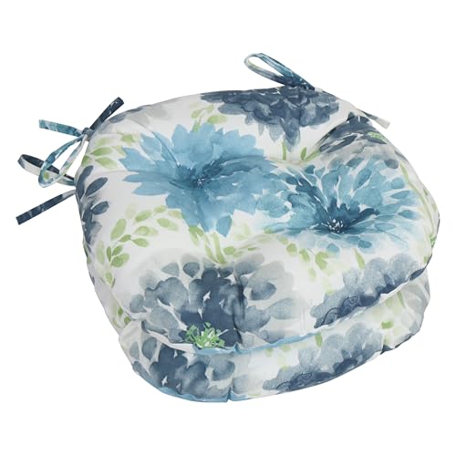Blazing Needles 16-inch Round Outdoor Chair Cushion, 16", Gardenia Cool, 4 Count