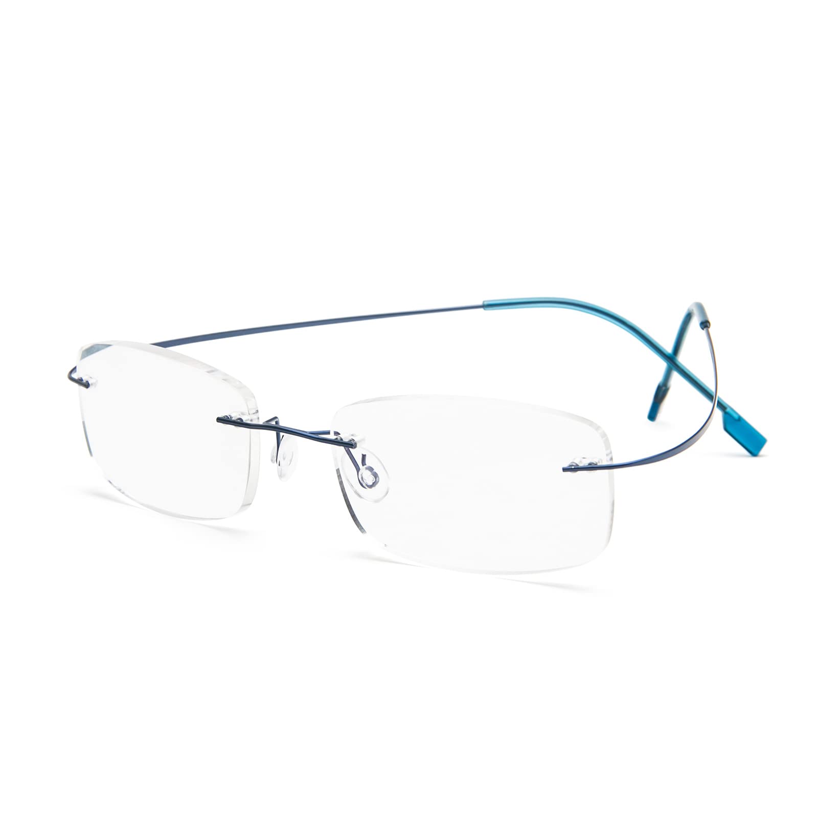 KoKoBin Rimless Reading Glasses Super Light Titanium Eyewear Men Women Sun Readers Reading Glasses(Blue，+3.5)