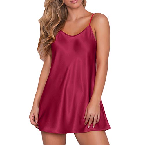 Fashion Women Sleepwear Dress, wodceeke Sexy V Neck Sling Lingerie Temptation Underwear Jumpsuit (3XL, Wine Red)