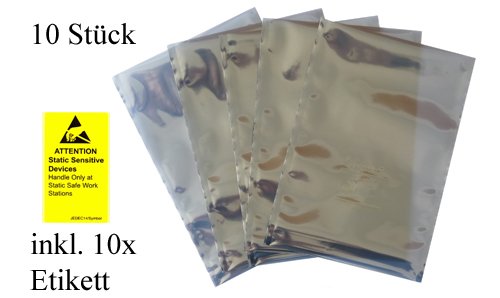 netSells® * ESD Bag/Abschirmbeutel * antistatische Tüten * 300 x 400 mm (innen) * mit Etikett * 10 Stück