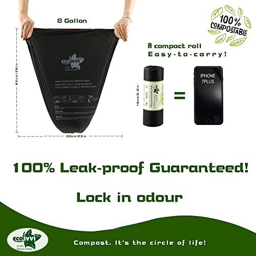 Ecoivvi 8 Gallon Compostable Portable Toilet Bags, 15 Count, Camping