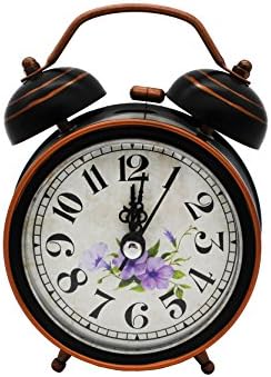 AQAZ Vintage Twin Bell Alarm Clock With Nightlight Black