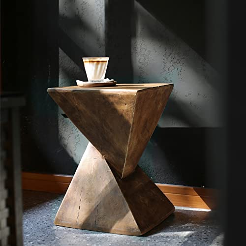 medla Lightweight Concrete Side Table: Modern End Table with Wood-Like Finish Small Coffee Table Stylish Bedside Table for Living Room Bedroom Balcony 30.5×30.5×46cm