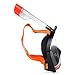 Ranersports 180° GoPro Compatible Full face Snorkel mask with Large Viewing Area,See More Beautiful Water World (Panoramic Black/Orange, Large/Extra Large, Large/Extra Large)