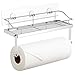 Paper Towel Holder with Shelf Storage, Wall Basket for Kitchen & Bathroom Accessories, No Drilling Adhesive Shelf,Rustproof SUS304 Stainless Steel