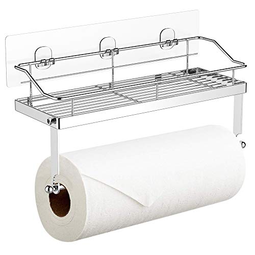 Paper Towel Holder with Shelf Storage, Wall Basket for Kitchen