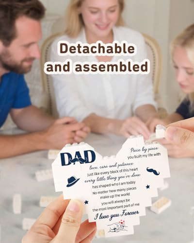 KAAYEE Fathers Day Dad Gifts, Building Blocks Plaque Dad Birthday Gifts from Daughter Son, Funny Daddy Presents from Kids for Christmas Birthday, Ideal Gift for Daddy Father Men