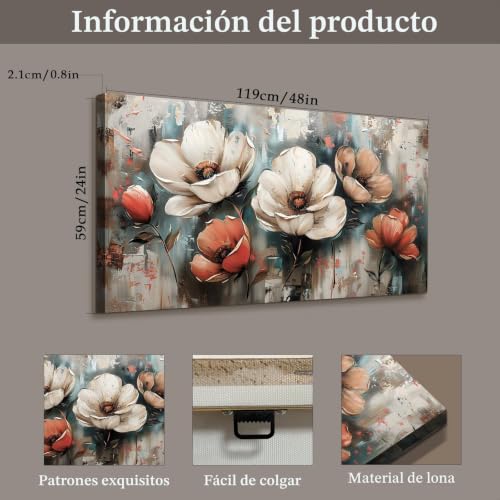 JHHUAMO Modern Living Room Decoration Paintings, Large Canvas for Pictures, Vintage Floral Decorative Canvas for Bedrooms, Office, Room, Hallway, 59 x 119 cm
