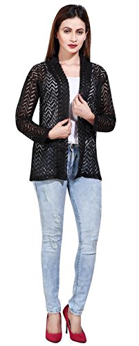 bfly women's netted shrugs (black)